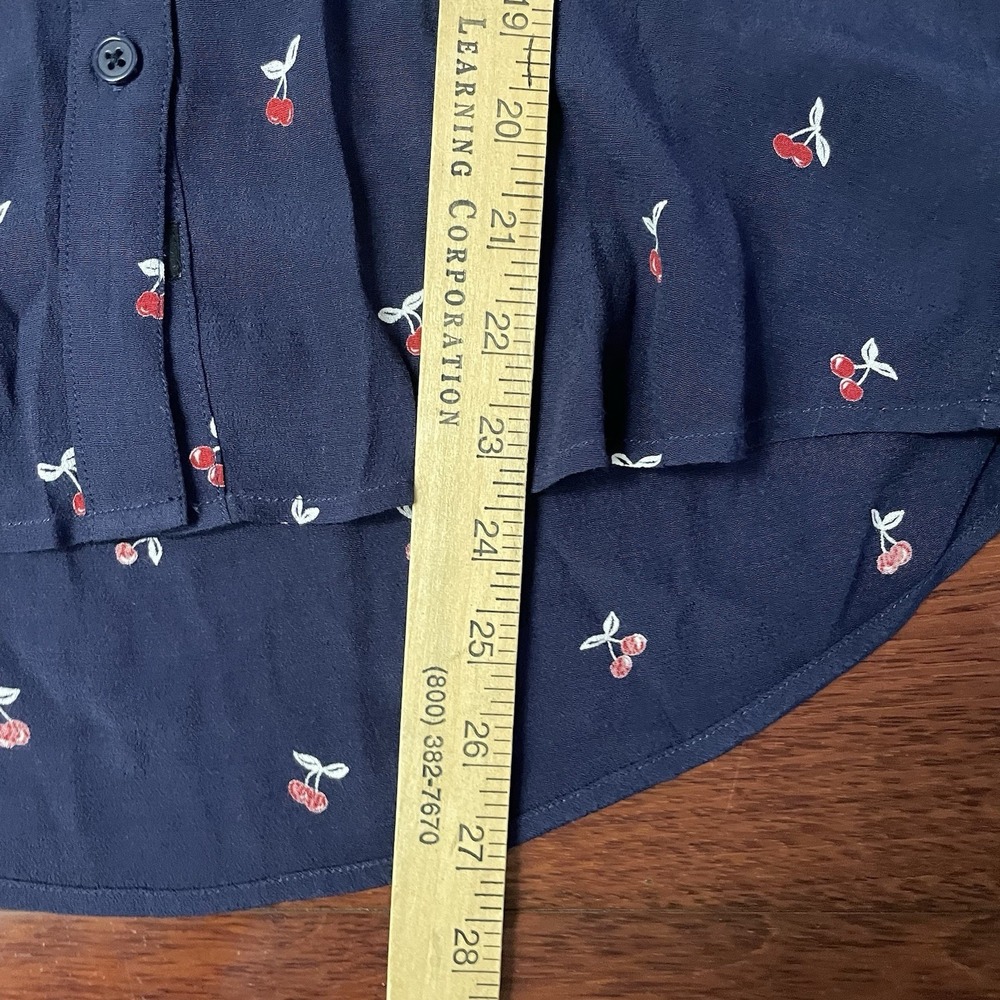 Rails Kate Navy Blue Cherries Shirt Button Up Rayon Cherry Novelty Print XS B34 - Picture 14 of 14